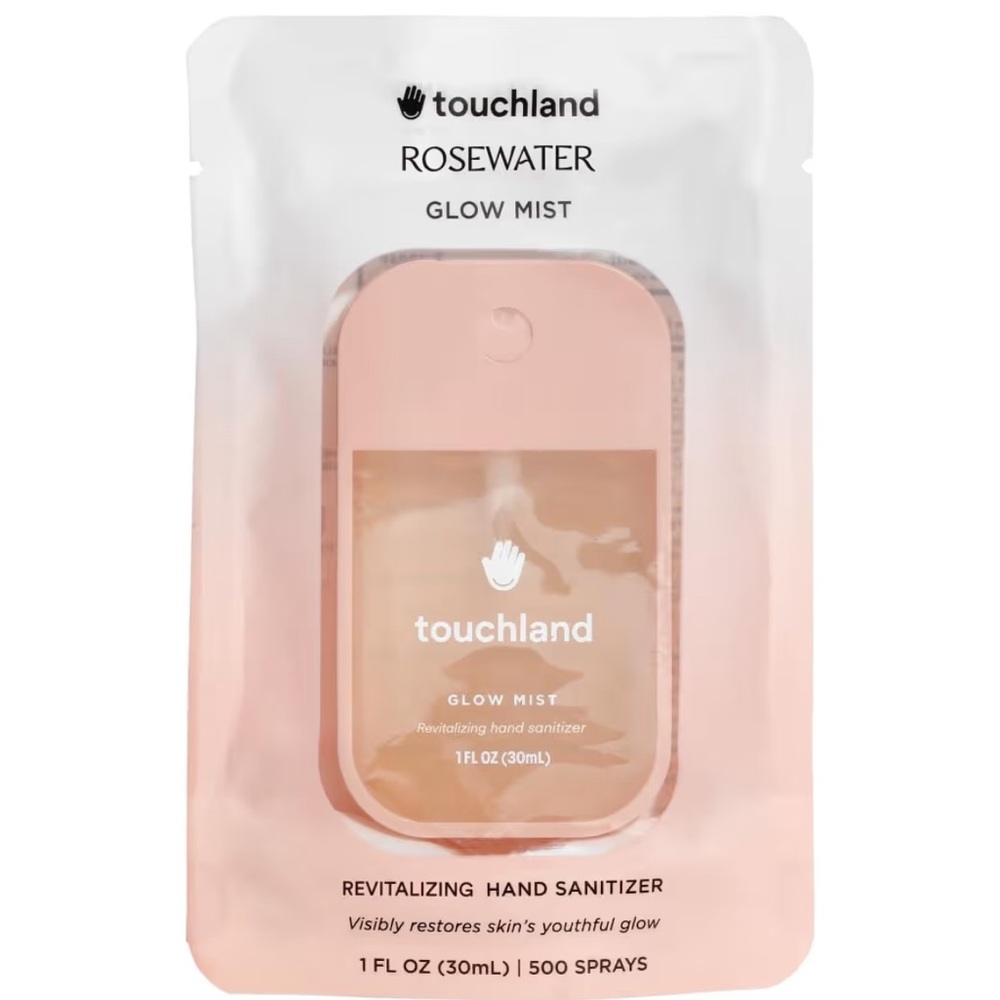 Touchland Glow Mist Revitalizing Hand Sanitizer Spray, Rosewater scented, 1FL.